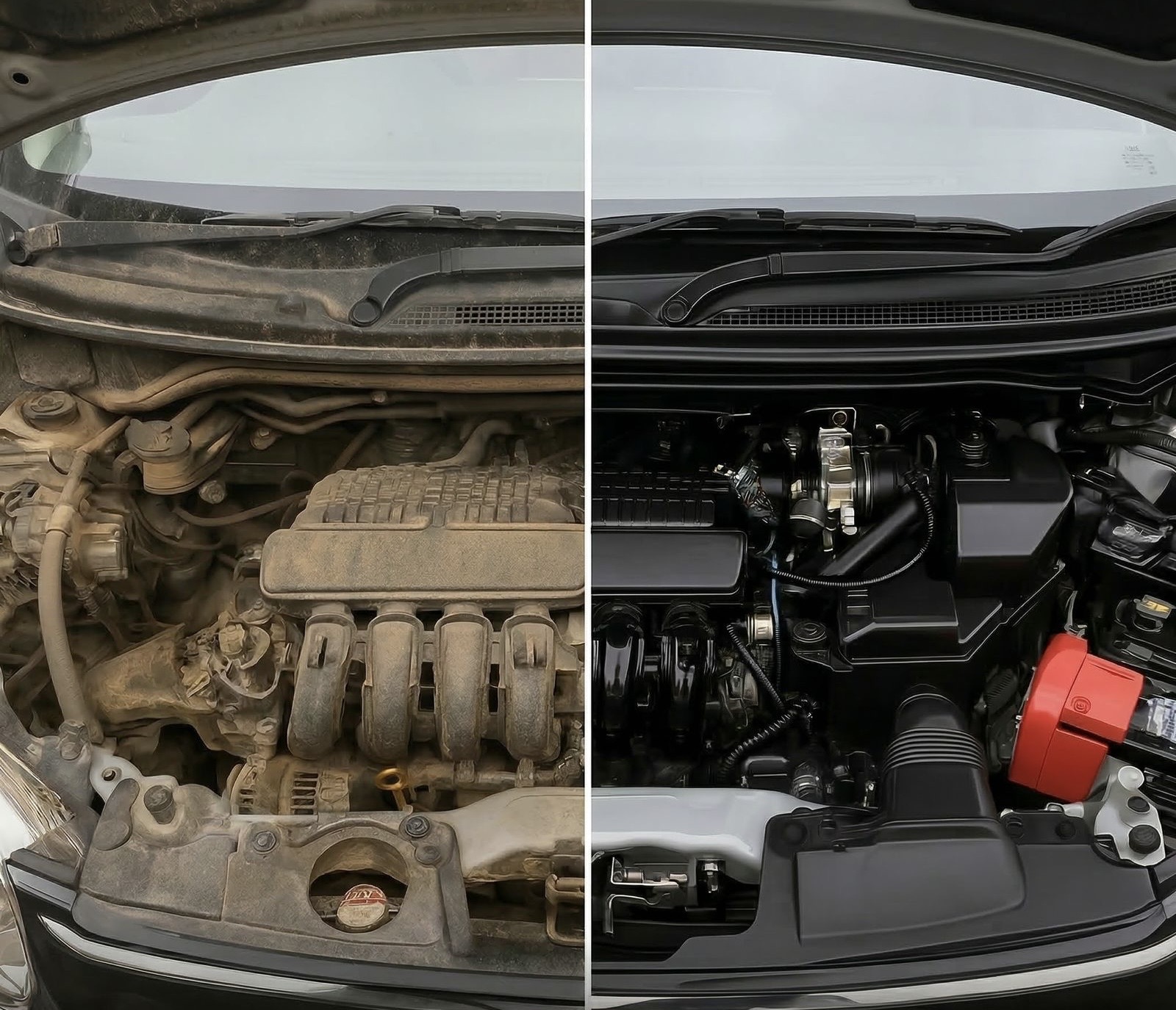 IDA certified technician performing professional engine bay steam cleaning in South Florida