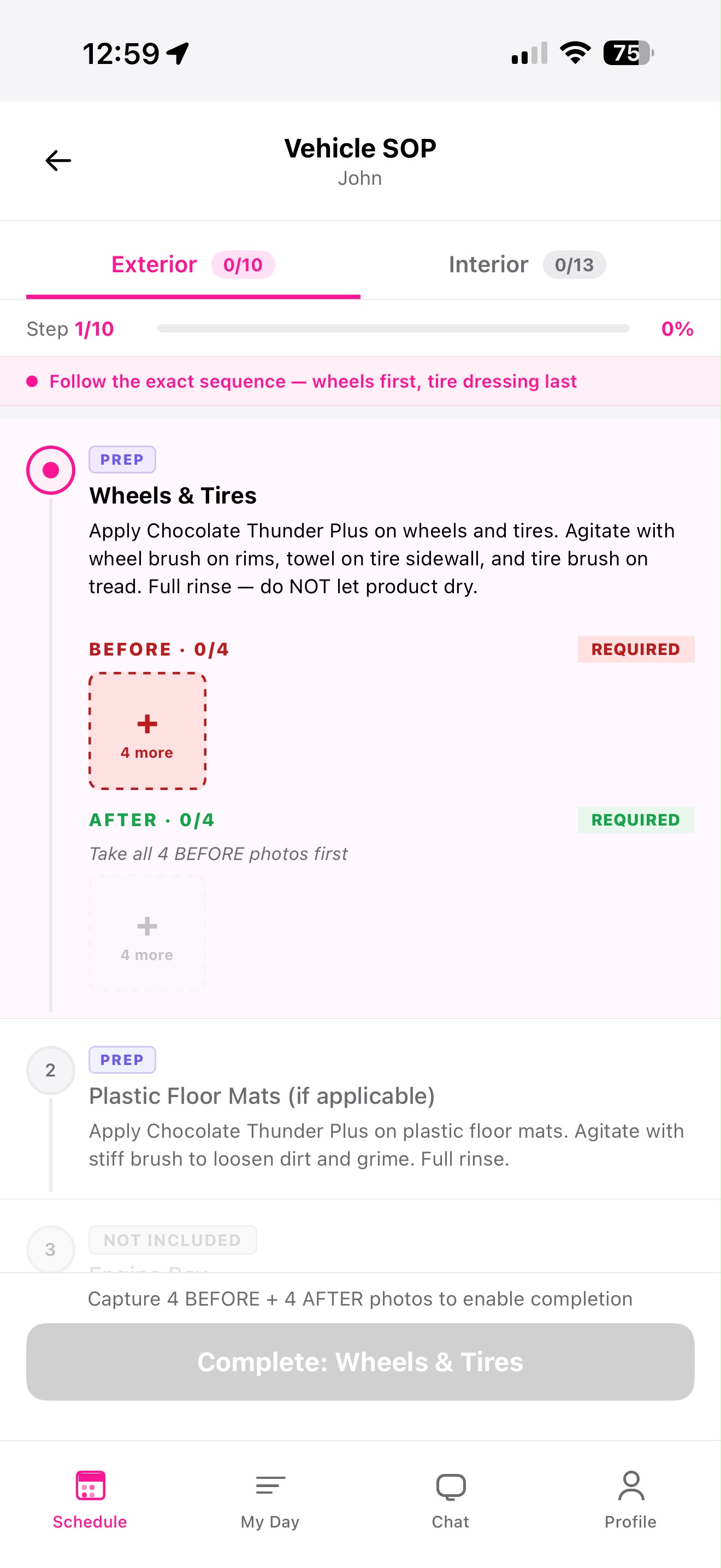 DShine App — Exterior SOP 10 steps with AI photo verification